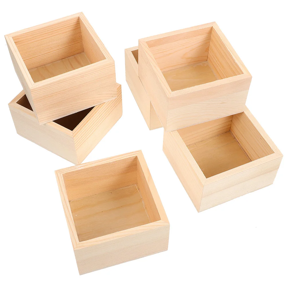 6Pcs Unfinished Wooden Craft Storage Box Square Organizer Container Jewelry Holder Small Storage Box Jewelry Case 
6Pcs Unfinished Wooden Craft Storage Box Square Organizer Container Jewelry Holder Small Storage Box Jewelry Case