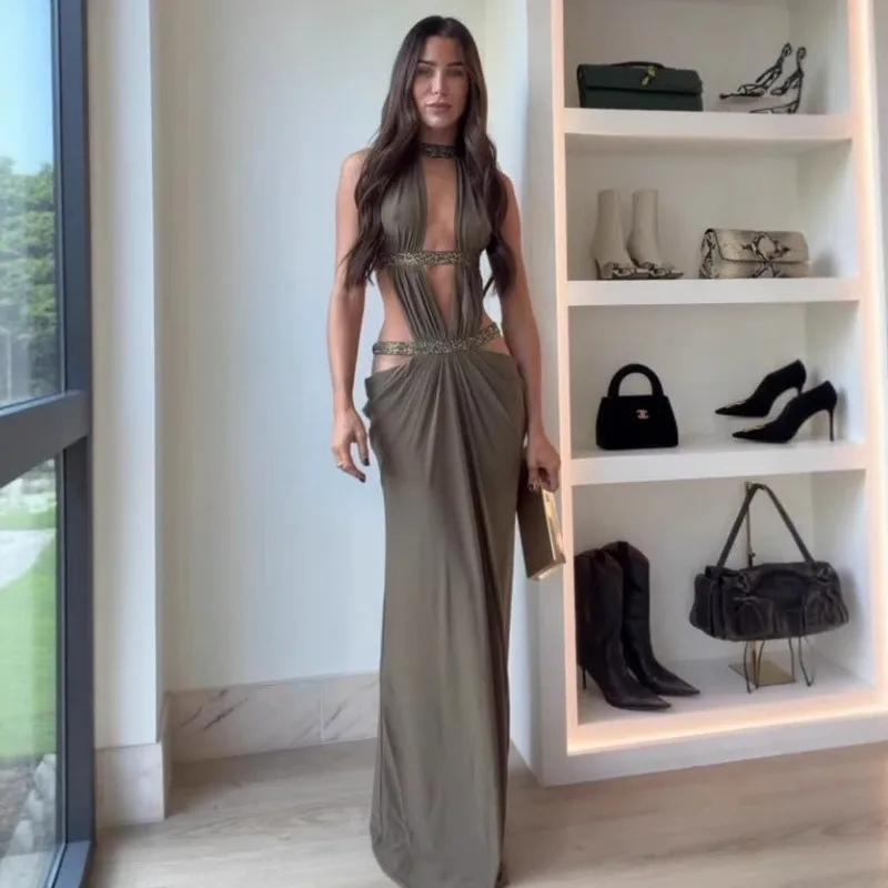 Hollow Out Halter Maxi Dress Women Sexy Solid Sleeveless Off Shoulder Pleated Slim Long Dresses 2026 Lady Vacation Party Gowns
Hollow Out Halter Maxi Dress Women Sexy Solid Sleeveless Off Shoulder Pleated Slim Long Dresses 2026 Lady Vacation Party Gowns