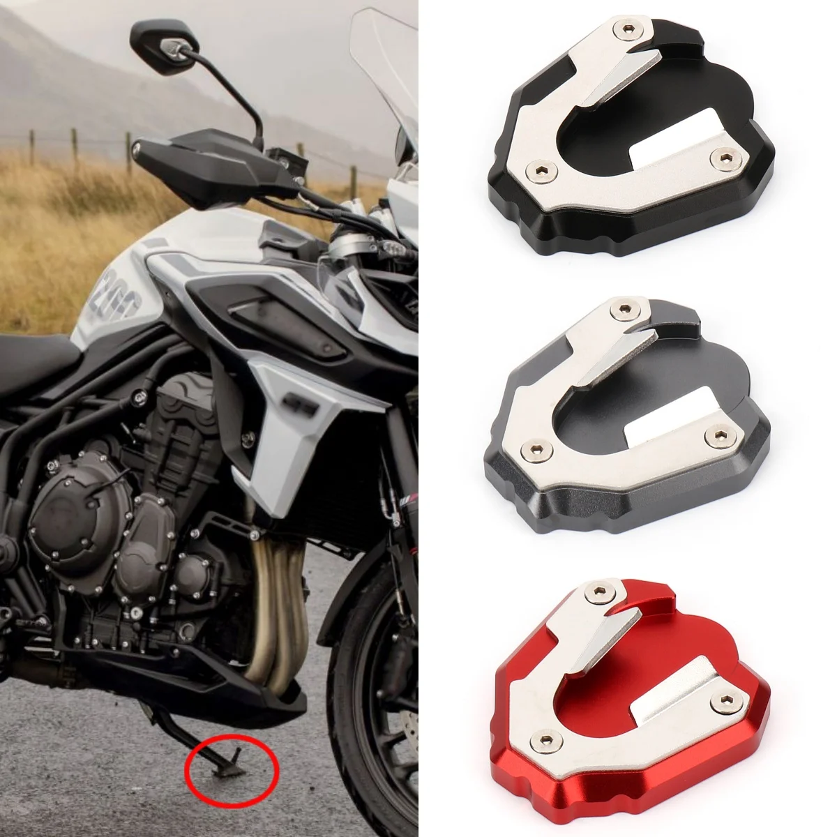 For Tiger 1200 TIGER 1200 GT PRO 2023 Motorcycle Aluminum Kickstand Extension Anti-skid Foot Side Stand Extend Pad Support Plate
For Tiger 1200 TIGER 1200 GT PRO 2023 Motorcycle Aluminum Kickstand Extension Anti-skid Foot Side Stand Extend Pad Support Plate
