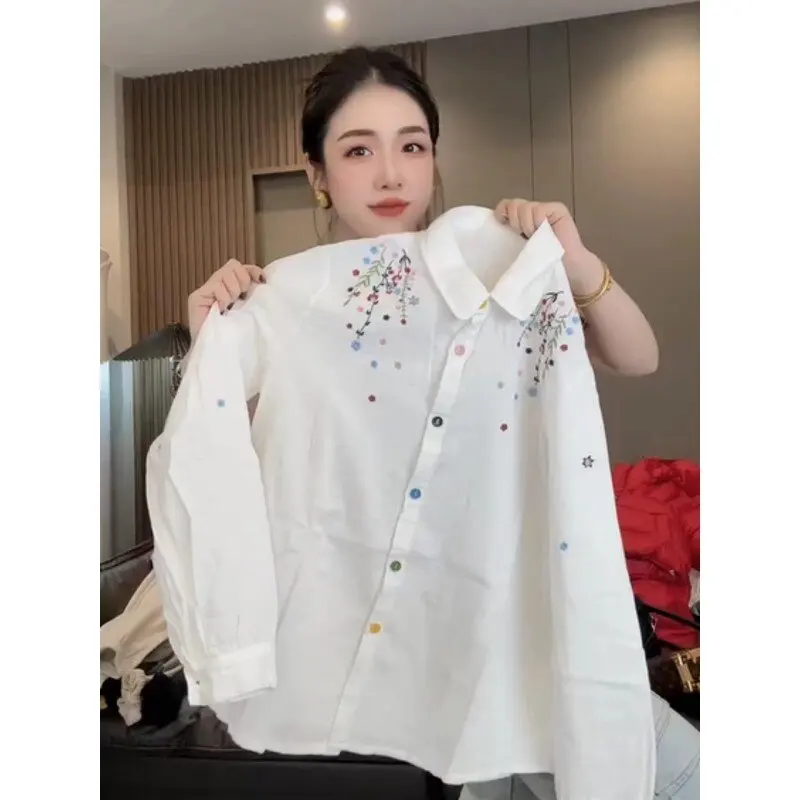 Elegant Casual Embroidered Heavy Work Shirt Women's Spring Autumn New Rainbow Button Commute Style Slim Fit Cotton Polyester
Elegant Casual Embroidered Heavy Work Shirt Women's Spring Autumn New Rainbow Button Commute Style Slim Fit Cotton Polyester
