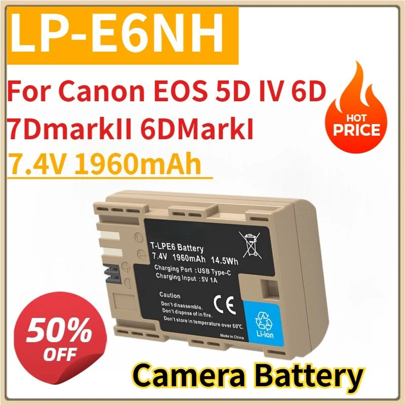 New Camera Battery LP-E6NH 7.4V 1960mAh with Type-C Input For Canon EOS 5D IV 6D 7DmarkII 6DMarkII 5DMarkII R6 90D 60D 70D 80D
New Camera Battery LP-E6NH 7.4V 1960mAh with Type-C Input For Canon EOS 5D IV 6D 7DmarkII 6DMarkII 5DMarkII R6 90D 60D 70D 80D