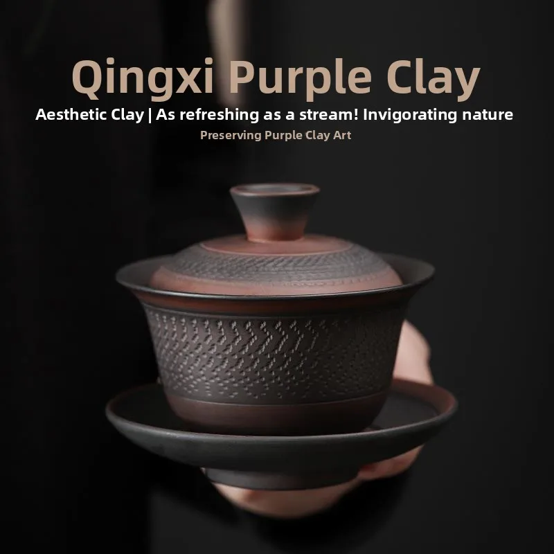 Handmade Purple Clay Ceramic Tea Bowl with Lid Gongfu Tea Brewing Set Knife Jumping Tea Cup Tea Set Traditional Chinese Style
Handmade Purple Clay Ceramic Tea Bowl with Lid Gongfu Tea Brewing Set Knife Jumping Tea Cup Tea Set Traditional Chinese Style