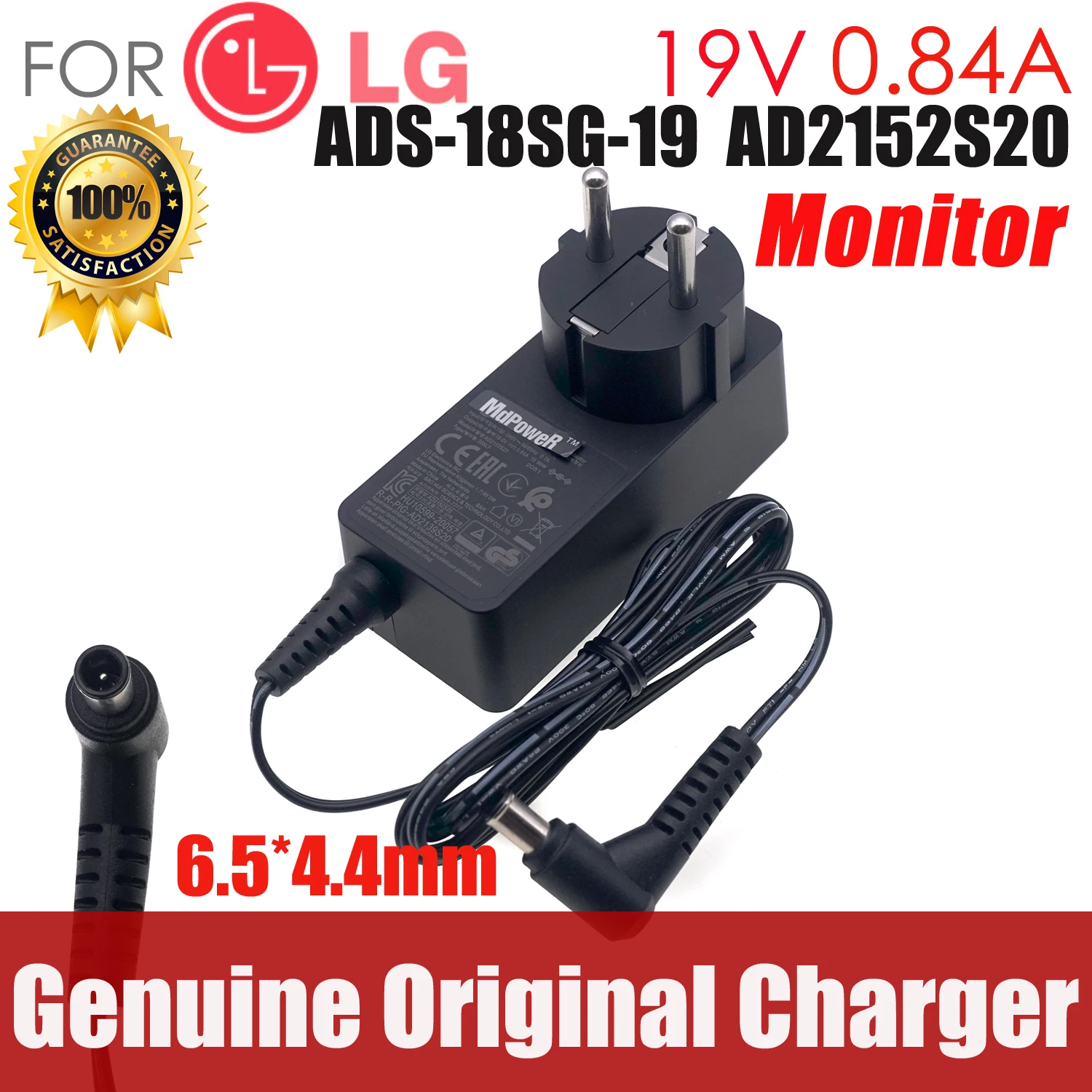 Оригинальное зарядное устройство переменного тока 19 В 0,84 А для LG 19M37A 20MP37A 20M38A, источник питания ЖК-монитора ADS-25FSF-19 19016EPCN EAY 63032021
Оригинальное зарядное устройство переменного тока 19 В 0,84 А для LG 19M37A 20MP37A 20M38A, источник питания ЖК-монитора ADS-25FSF-19 19016EPCN EAY 63032021