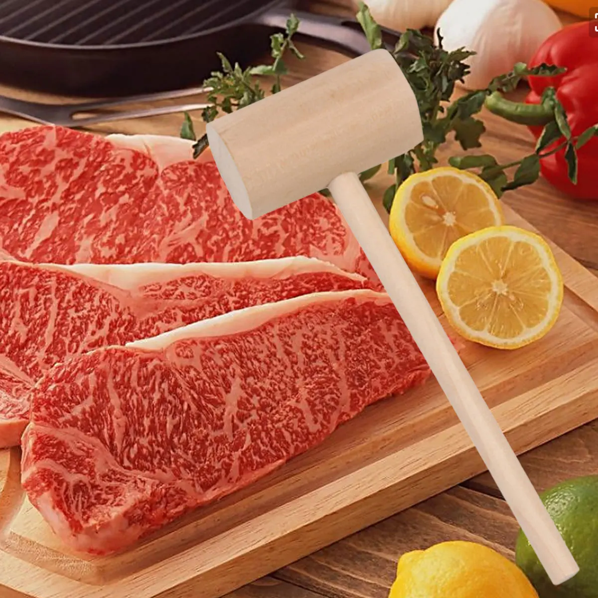 4Pcs Meat Tenderizer Wooden Hammer Pounder Double Sided Tool for Pounding and Tenderizing Steak Beef Pork Chicken
4Pcs Meat Tenderizer Wooden Hammer Pounder Double Sided Tool for Pounding and Tenderizing Steak Beef Pork Chicken