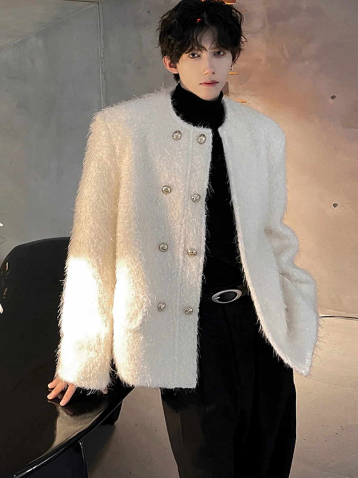 Loose Fit Double Breasted Fur Jaet Men's Korean Sle Versatile No Collar Jaet Youthful Trendy Autumn Winter Outerwear
Loose Fit Double Breasted Fur Jaet Men's Korean Sle Versatile No Collar Jaet Youthful Trendy Autumn Winter Outerwear