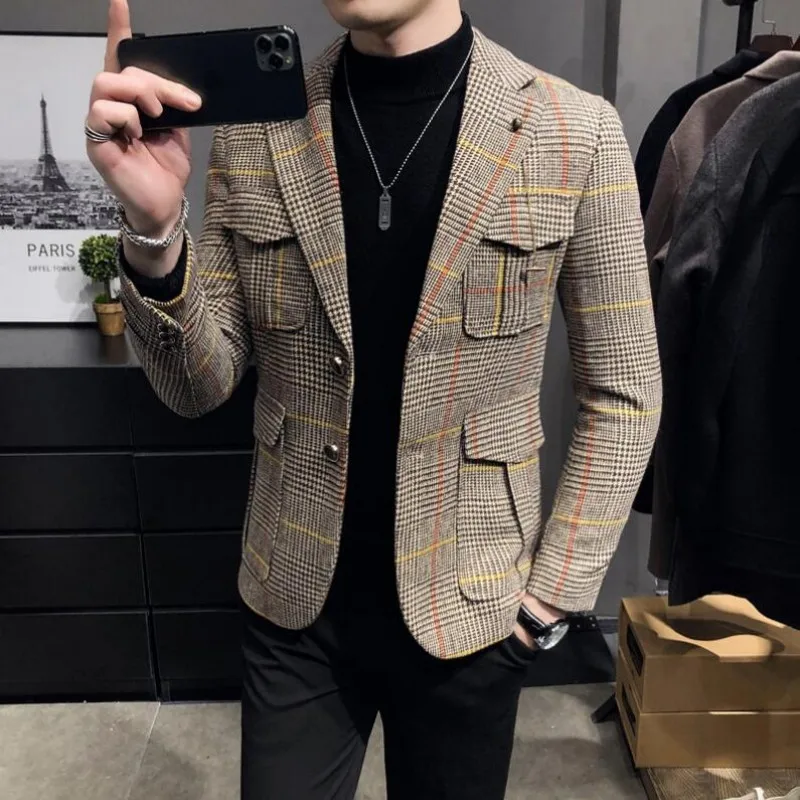2023 Spring Men Plaid Blazers British Printed Wedding Business Casual Blazer Suit Jacket Male Formal Blazers Plus Size M-3XL
2023 Spring Men Plaid Blazers British Printed Wedding Business Casual Blazer Suit Jacket Male Formal Blazers Plus Size M-3XL