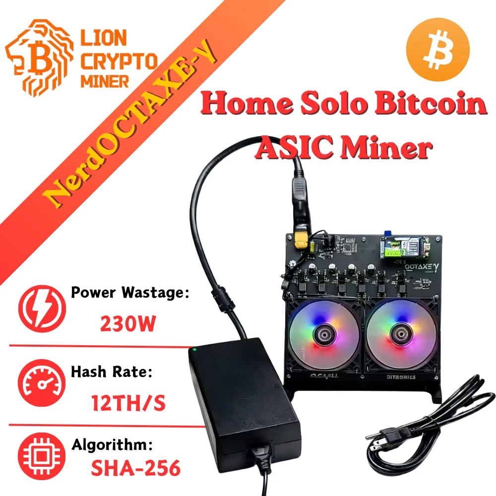 Brand New Upgraded NerdOCTAXE-γ 12Th/s Rev3.1 Solo Miner 230W, 8*BM1370 ASIC Chips, Low Noise, 4*Fan Cooling System + RGB Color
Brand New Upgraded NerdOCTAXE-γ 12Th/s Rev3.1 Solo Miner 230W, 8*BM1370 ASIC Chips, Low Noise, 4*Fan Cooling System + RGB Color