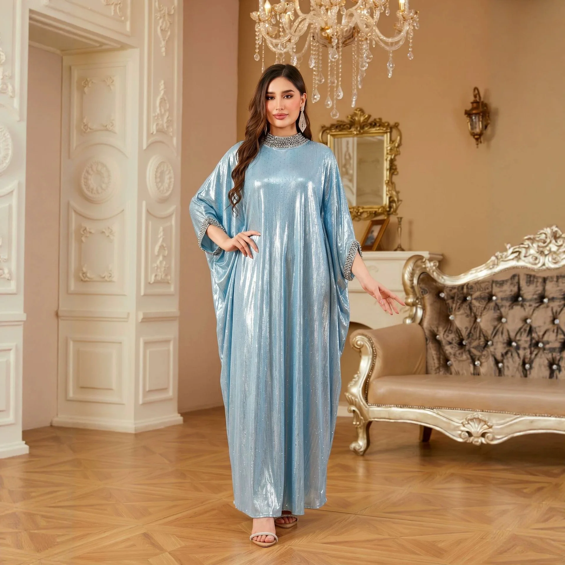 Nr1535 Plus Size Women's Summer Dress Fashionable Loose Dress With Rhinestone Embellishments Ramadan Dubai Luxury Islam Elegant
Nr1535 Plus Size Women's Summer Dress Fashionable Loose Dress With Rhinestone Embellishments Ramadan Dubai Luxury Islam Elegant