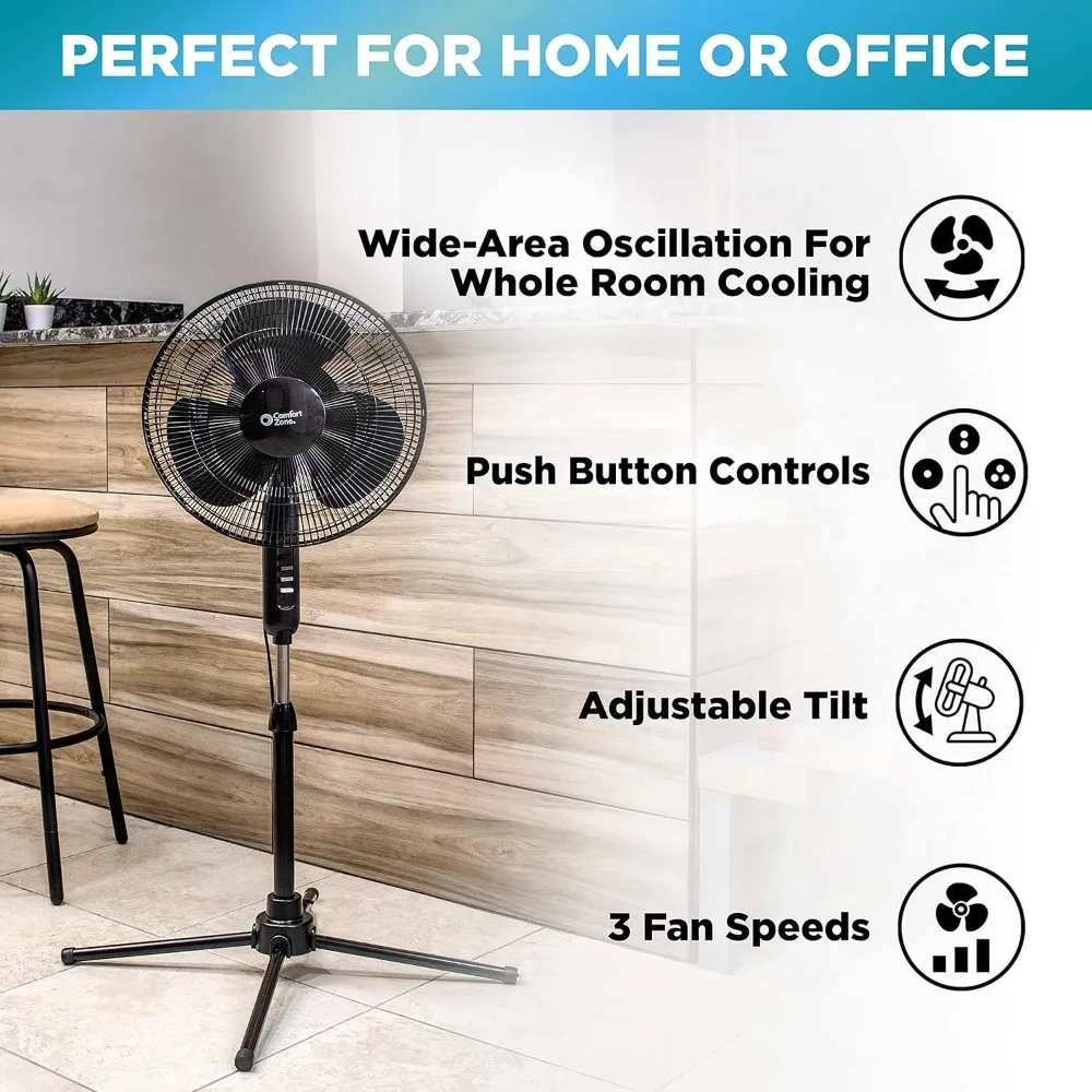 US Shipping 16 Inch Oscillating Pedestal Fan High Velocity 3 Speed Adjustable Height Tilt Quad Pod Folding Base Black ETL
US Shipping 16 Inch Oscillating Pedestal Fan High Velocity 3 Speed Adjustable Height Tilt Quad Pod Folding Base Black ETL