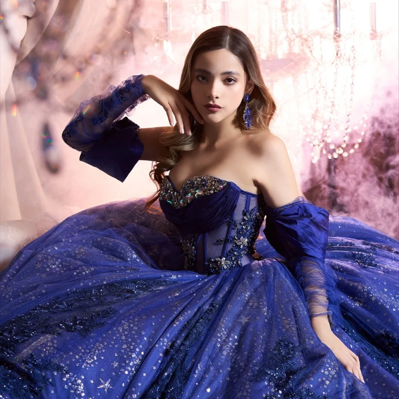 Блестящее синее платье Quinceanera с открытыми плечами и кристаллами, блестящая цветочная наклейка, длинный хвост, платья de 15, Quinceanera Настроить
Блестящее синее платье Quinceanera с открытыми плечами и кристаллами, блестящая цветочная наклейка, длинный хвост, платья de 15, Quinceanera Настроить