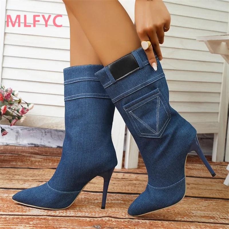 Thin Heel Fashion Boots for Women New Fashion Western Denim Pointed Knee Length ladies Boots for Women winter Simple
Thin Heel Fashion Boots for Women New Fashion Western Denim Pointed Knee Length ladies Boots for Women winter Simple