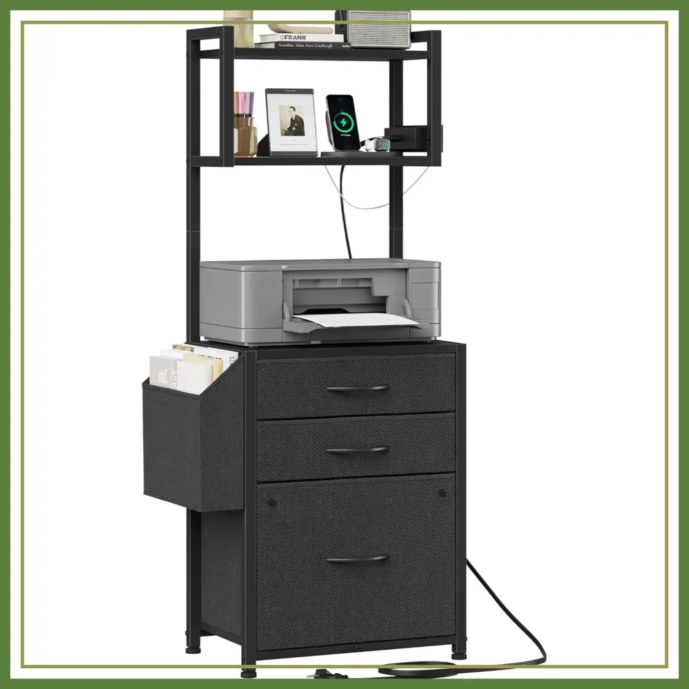 Small 3 Drawer File Cabinet with Charging Station, 45''H Filing Cabinet for Home Office, 11''*16'' Printer Stand, Black
Small 3 Drawer File Cabinet with Charging Station, 45''H Filing Cabinet for Home Office, 11''*16'' Printer Stand, Black