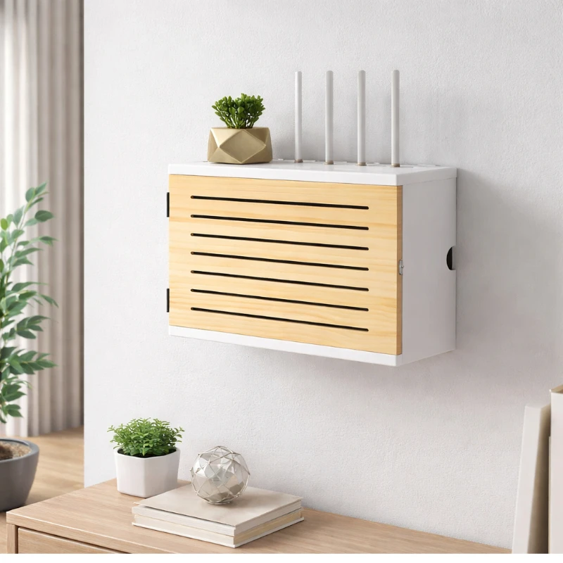 Router Storage Box Wall Mounted Wooden Organizer WiFi Modem Holder Cable Management Decorative Shelf for Home
Router Storage Box Wall Mounted Wooden Organizer WiFi Modem Holder Cable Management Decorative Shelf for Home