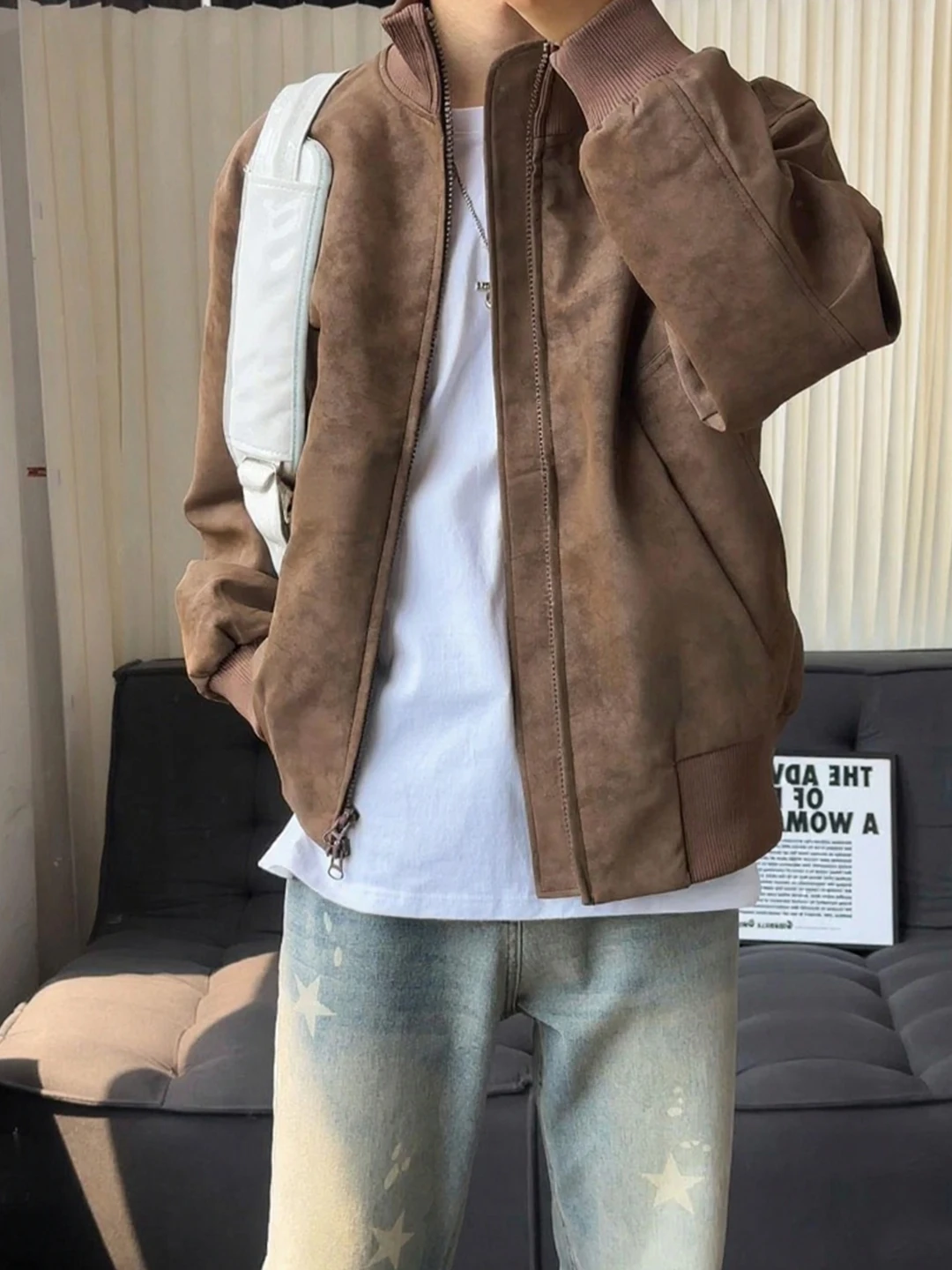 Men's Leather Jaet Flight Coat ort ape Baseball Sle Tee-Proof Stand Collar Autumn Faion Outerwear Coat
Men's Leather Jaet Flight Coat ort ape Baseball Sle Tee-Proof Stand Collar Autumn Faion Outerwear Coat