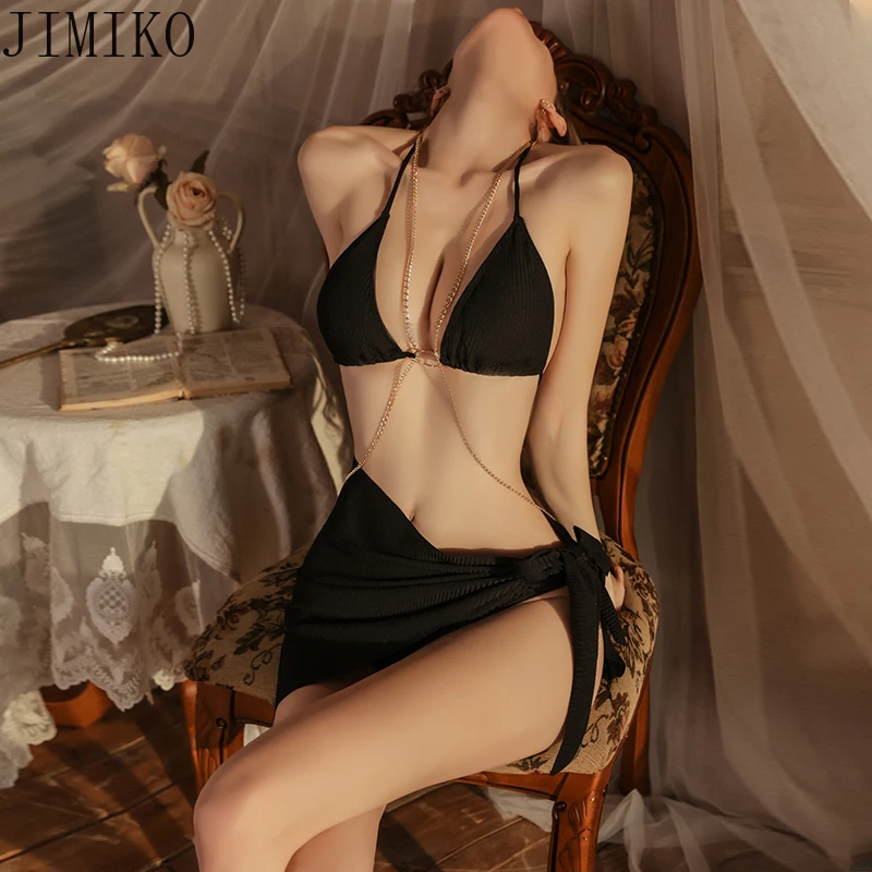 Women's 3 Piece Swimsuits Triangle Halter Bikini Sets Bathing Suit with Beach Cover Up Skirt Black Swimwear Female Spicy Girl
Women's 3 Piece Swimsuits Triangle Halter Bikini Sets Bathing Suit with Beach Cover Up Skirt Black Swimwear Female Spicy Girl
