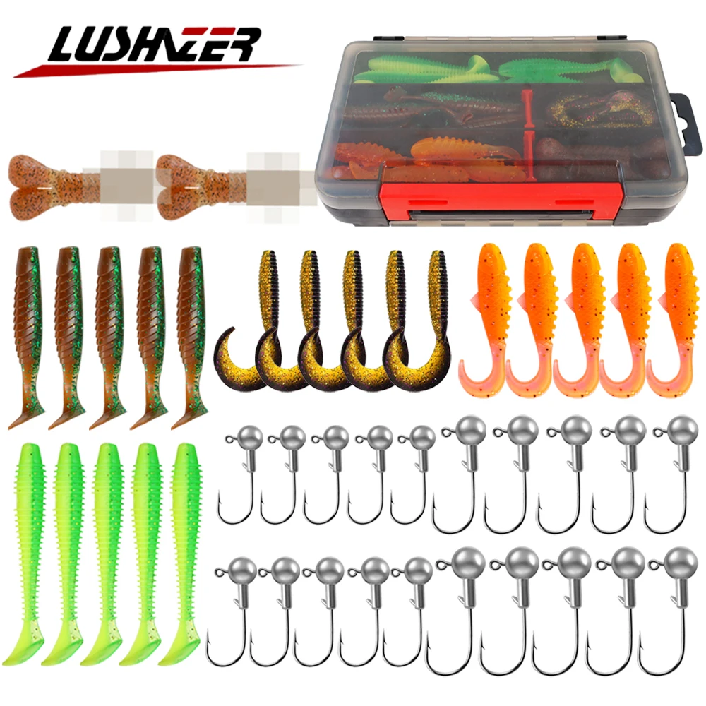 LUSHAZER 42pcs/lot Soft Fishing Lure Kit Jig Head Fishing Bait Set Swimbait Curly Tail Soft Worm Fishing Tackle Box Kit
LUSHAZER 42pcs/lot Soft Fishing Lure Kit Jig Head Fishing Bait Set Swimbait Curly Tail Soft Worm Fishing Tackle Box Kit