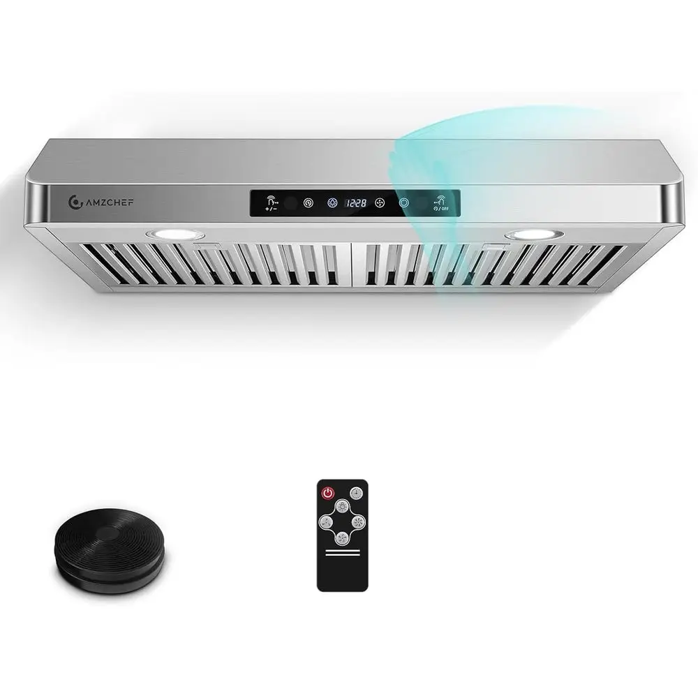 30 Inch, 750CFM Stainless Steel Kitchen Stove Vent Hood 3 Speed Exhaust Fan Touch/Remote/Gesture Control LED lights Time Setting
30 Inch, 750CFM Stainless Steel Kitchen Stove Vent Hood 3 Speed Exhaust Fan Touch/Remote/Gesture Control LED lights Time Setting