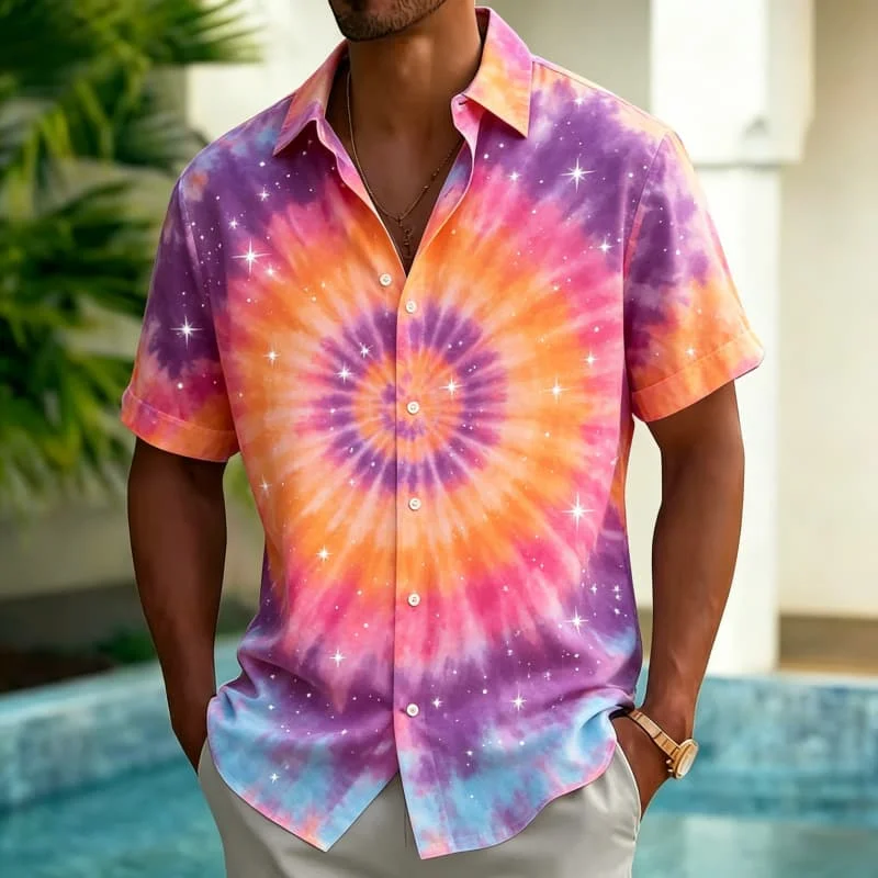 Men's Tie-Dye and Watercolor Print Short Sleeve Shirt,for Summer Beach Trips, Daily Wear, Parties & Weekend Getaways
Men's Tie-Dye and Watercolor Print Short Sleeve Shirt,for Summer Beach Trips, Daily Wear, Parties & Weekend Getaways