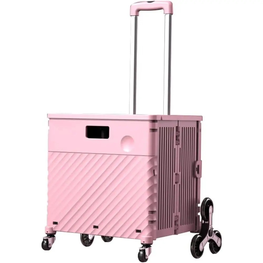8-Wheel Collapsible Utility Cart with Lid, Portable Rolling Trolley, 65L Pink
8-Wheel Collapsible Utility Cart with Lid, Portable Rolling Trolley, 65L Pink