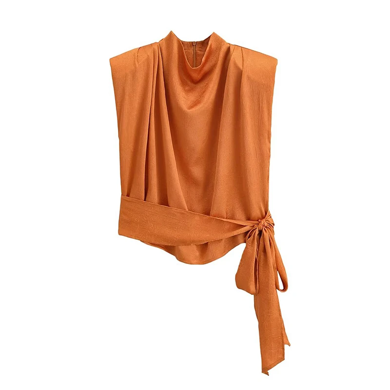 YENKYE Новая модная женская атласная блузка без рукавов с высоким воротником и перекрестной завязкой, весенне-летний топ
YENKYE Новая модная женская атласная блузка без рукавов с высоким воротником и перекрестной завязкой, весенне-летний топ