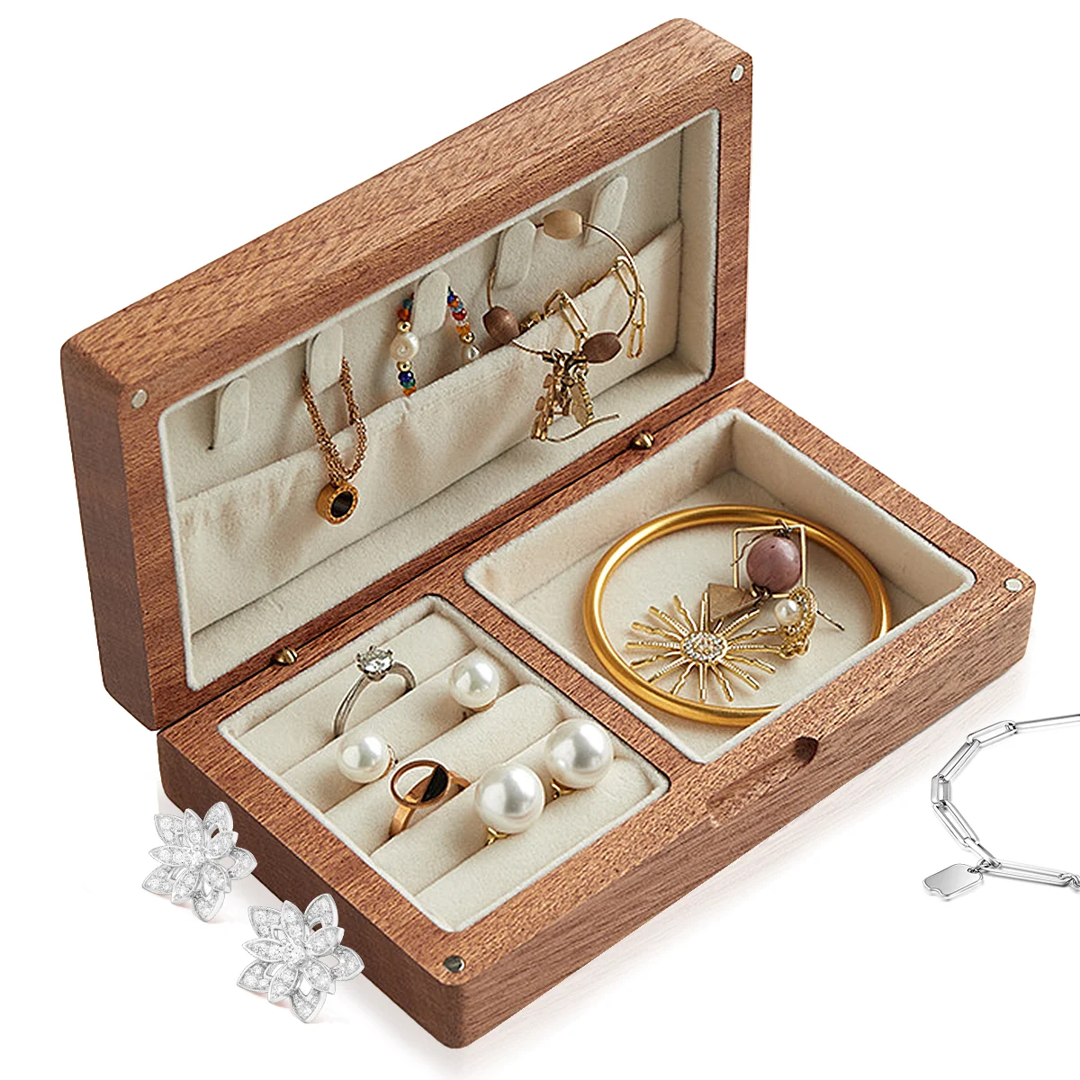 Small Wooden Jewelry Box, Vintage Delicate Sandal Wood Jewelry Case, Ideal Gift for Women Protable Travel Jewelry Organizer
Small Wooden Jewelry Box, Vintage Delicate Sandal Wood Jewelry Case, Ideal Gift for Women Protable Travel Jewelry Organizer