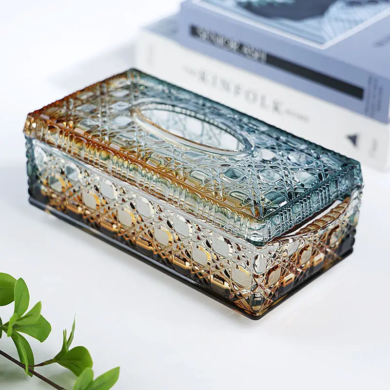 PYH light luxury jadeite gold wave pattern glass paper home decoration tissue box napkin storage box ornament
PYH light luxury jadeite gold wave pattern glass paper home decoration tissue box napkin storage box ornament