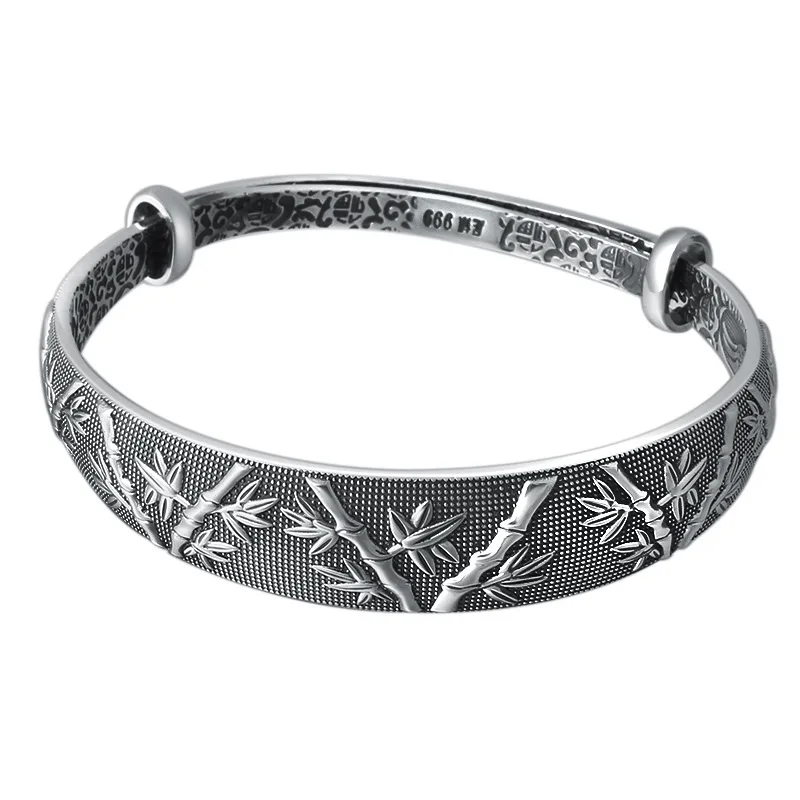 Unibabe 999 Fine Sterling Silver Jewelry Thai Silver Lucky Bamboo Bracelets Ribbed Openings Bangle
Unibabe 999 Fine Sterling Silver Jewelry Thai Silver Lucky Bamboo Bracelets Ribbed Openings Bangle
