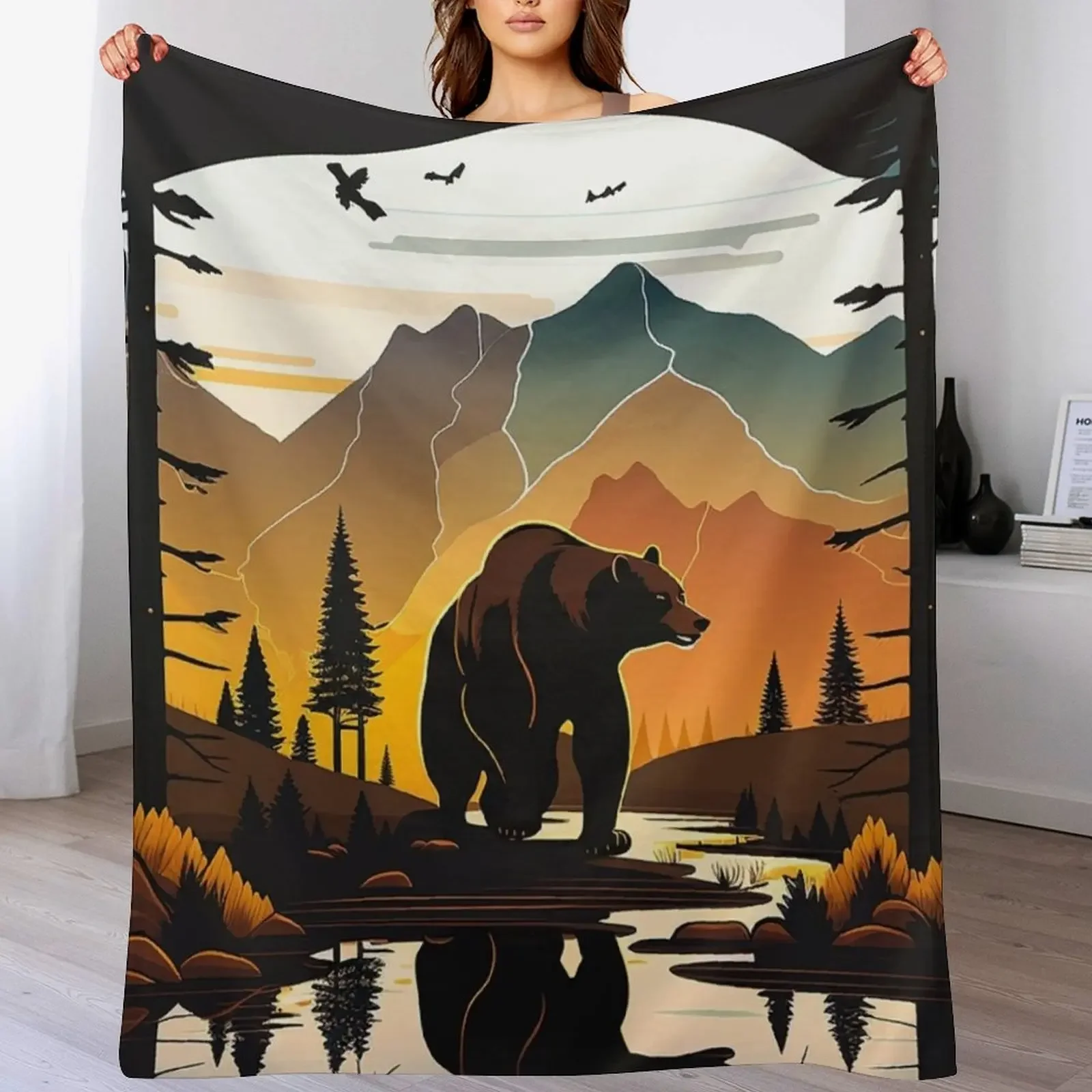 Bear and mountains Throw Blanket All Weather Soft Throw Blanket for Sofa
Bear and mountains Throw Blanket All Weather Soft Throw Blanket for Sofa