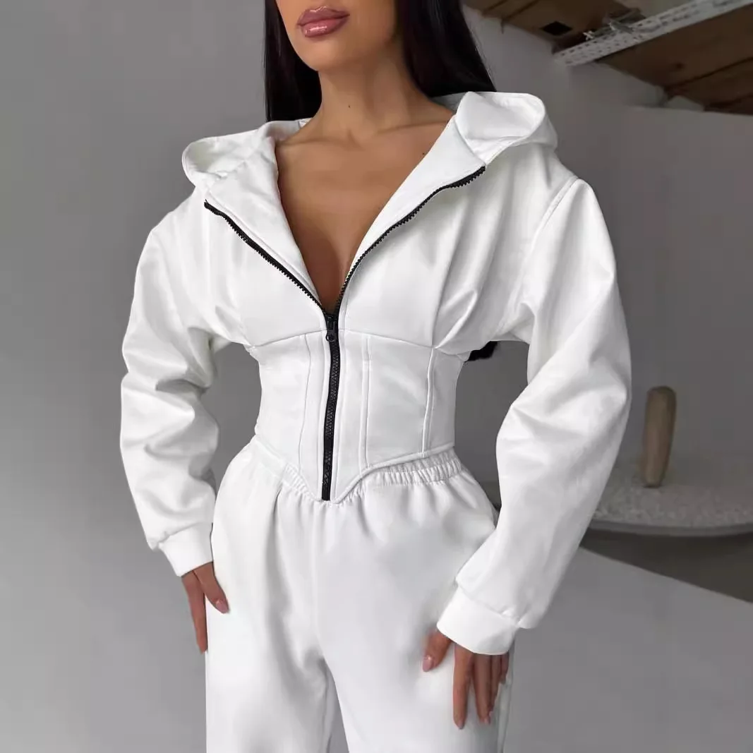 European and American street babes short coat design sense fish bone waist thin zipper sweater set
European and American street babes short coat design sense fish bone waist thin zipper sweater set