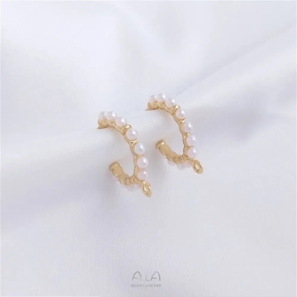 14K Gold-Color Adhesive Imitation Pearl with Sling C-shaped Stud Earrings 925 Silver Needle DIY Handmade Earrings Accessories
14K Gold-Color Adhesive Imitation Pearl with Sling C-shaped Stud Earrings 925 Silver Needle DIY Handmade Earrings Accessories