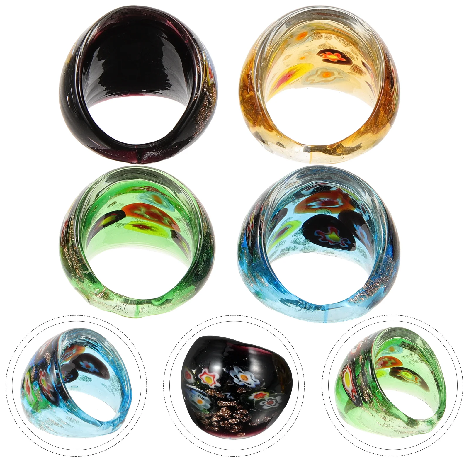 4 Pcs Ethnic Style Glass Ring Hoops Jewelry Glasses Rings for Women The Girl Finger Folk-custom Miss
4 Pcs Ethnic Style Glass Ring Hoops Jewelry Glasses Rings for Women The Girl Finger Folk-custom Miss