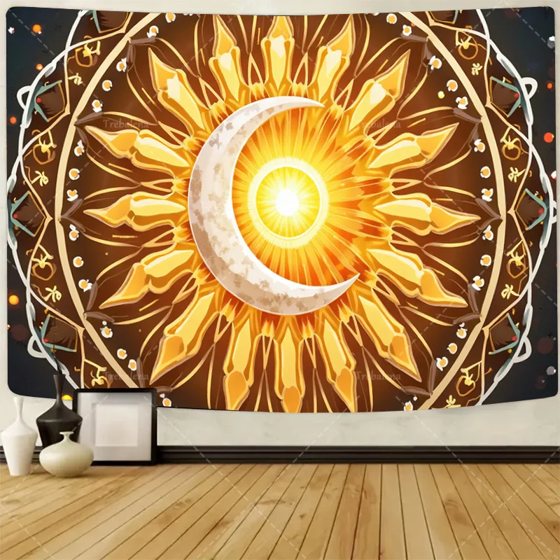 1pc Wall Tapestry "Solar Eclipse Mandala Tapestry - Boho Sun Moon Art for Wall Decor"
1pc Wall Tapestry "Solar Eclipse Mandala Tapestry - Boho Sun Moon Art for Wall Decor"