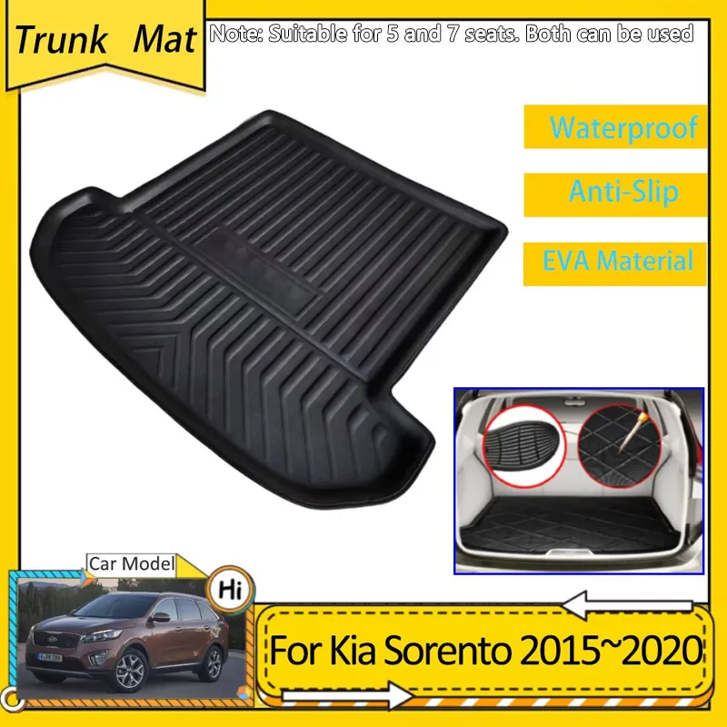 Коврики в багажник для Kia Sorento UM MK3 KX4 2015 ~ 2020 2017, защитные накладки на заднее багажник, напольные накладки, водонепроницаемый ковер из ЭВА, автомобильные аксессуары 
Коврики в багажник для Kia Sorento UM MK3 KX4 2015 ~ 2020 2017, защитные накладки на заднее багажник, напольные накладки, водонепроницаемый ковер из ЭВА, автомобильные аксессуары