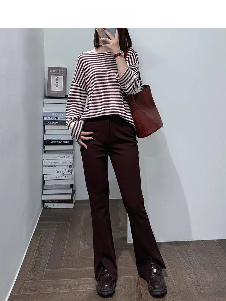 High Elastici Slimming Pants .8 Meter Long Legs Invisible Hip And Thigh Buing Slit Bell Bot Casual Trousers for Women
High Elastici Slimming Pants .8 Meter Long Legs Invisible Hip And Thigh Buing Slit Bell Bot Casual Trousers for Women
