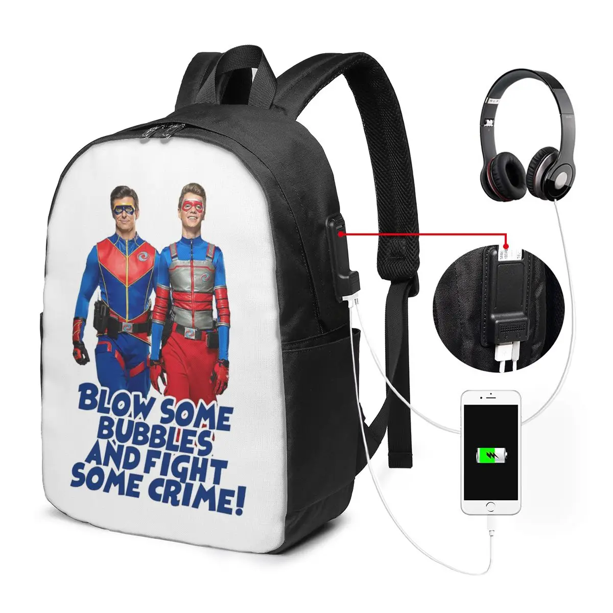 Blow Some Bubbles And Fight Some Crime Henry Danger Backpack Travel Notebook Bag Computer College Student School Bag Laptop
Blow Some Bubbles And Fight Some Crime Henry Danger Backpack Travel Notebook Bag Computer College Student School Bag Laptop
