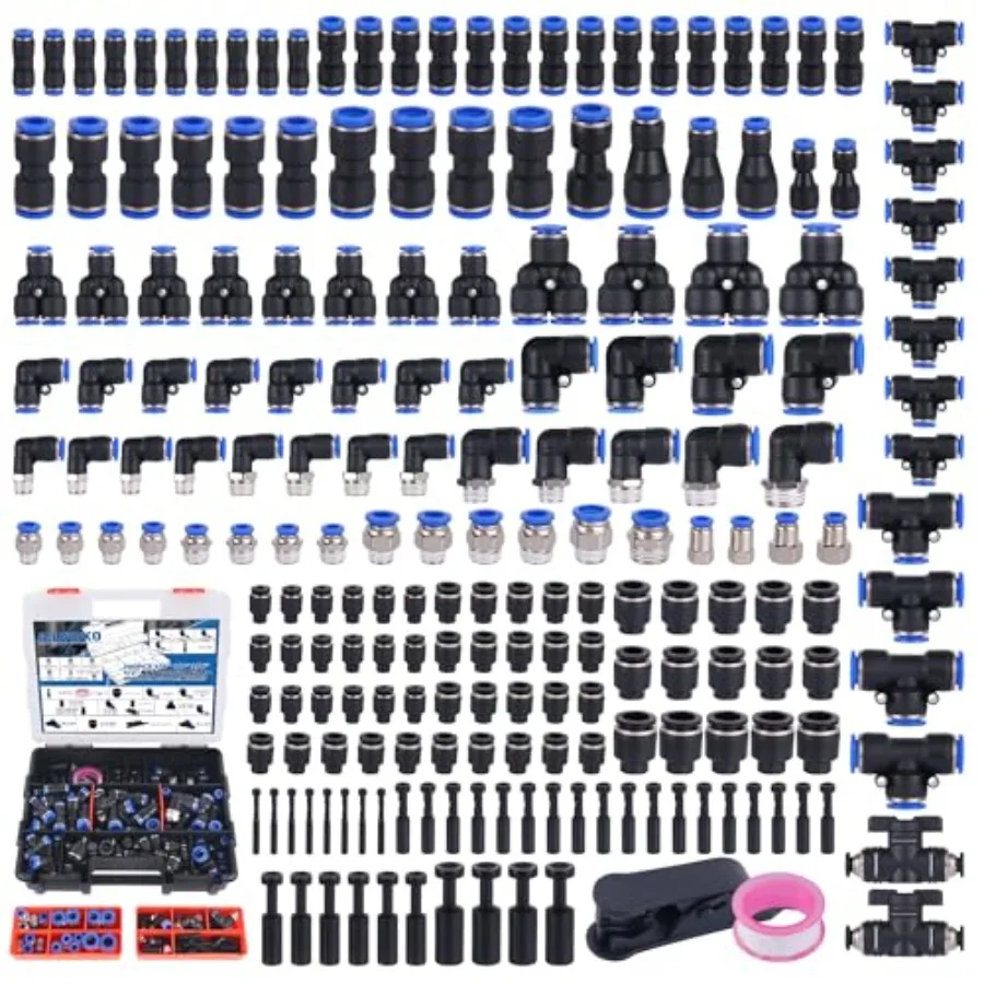 200 PCS Quick Connect Air Hose Fitting Assortment Kit, Push to Connect Fittings 1/8" 1/4" 3/8" 1/2" NPT Thread Pneumatic Air Li
200 PCS Quick Connect Air Hose Fitting Assortment Kit, Push to Connect Fittings 1/8" 1/4" 3/8" 1/2" NPT Thread Pneumatic Air Li