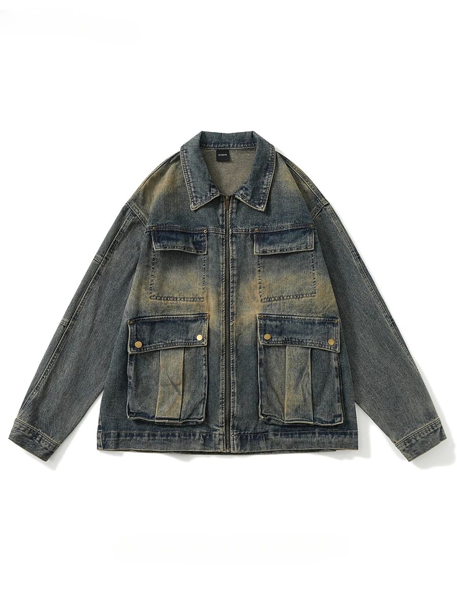 Men's American Washed Distressed Zipper Denim Jackets Trendy Street Gradient Handsome Hip Hop Heavy Industry Loose Casual Coats
Men's American Washed Distressed Zipper Denim Jackets Trendy Street Gradient Handsome Hip Hop Heavy Industry Loose Casual Coats