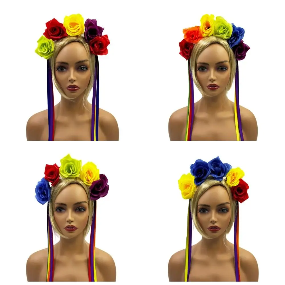 Cute Rainbow Flower Crown Headband Elegant Colorful Rainbow Rose Hair Hoop Soft Pride Day Festive Party Hair Accessory
Cute Rainbow Flower Crown Headband Elegant Colorful Rainbow Rose Hair Hoop Soft Pride Day Festive Party Hair Accessory