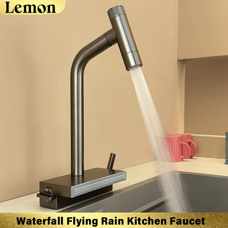 Kitchen faucet, vegetable washing basin, sink faucet, flying rain waterfall, multifunctional pull-out
Kitchen faucet, vegetable washing basin, sink faucet, flying rain waterfall, multifunctional pull-out