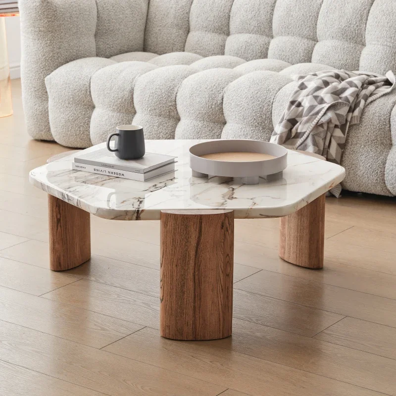 Terrazzo coffee table solid wood black walnut small apartment special-shaped marble round coffee table
Terrazzo coffee table solid wood black walnut small apartment special-shaped marble round coffee table