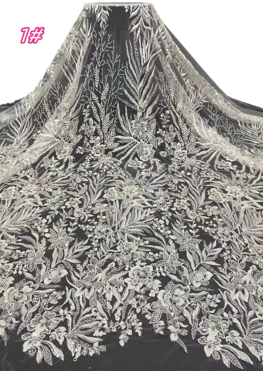 French tulle lace embroidery fabric, exquisite bead sequin embroidery high-end wedding dress series fabric
French tulle lace embroidery fabric, exquisite bead sequin embroidery high-end wedding dress series fabric