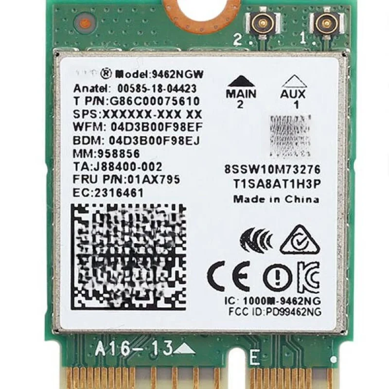 YY+for Intel 9462NGW 4.0 433M Dual frequency WiFi WLAN Wireless Bluetooth Adapter Card
YY+for Intel 9462NGW 4.0 433M Dual frequency WiFi WLAN Wireless Bluetooth Adapter Card