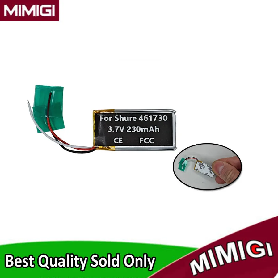 Original Replaces 230mAh 461730 Battery For Shure RMCE-BT2 Handsfree Earphone Batterie Accumulator AKKU Pack
Original Replaces 230mAh 461730 Battery For Shure RMCE-BT2 Handsfree Earphone Batterie Accumulator AKKU Pack