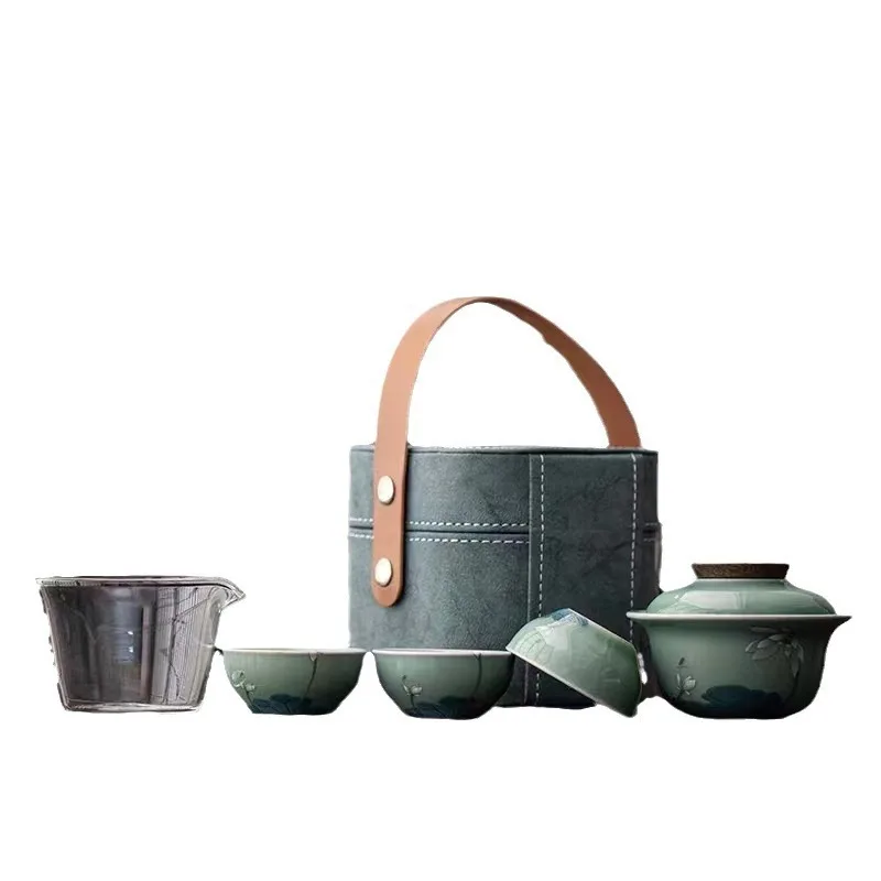 Grass and wood gray green ceramic travel tea set Portable storage set Teacup teapot Holiday souvenir gift
Grass and wood gray green ceramic travel tea set Portable storage set Teacup teapot Holiday souvenir gift