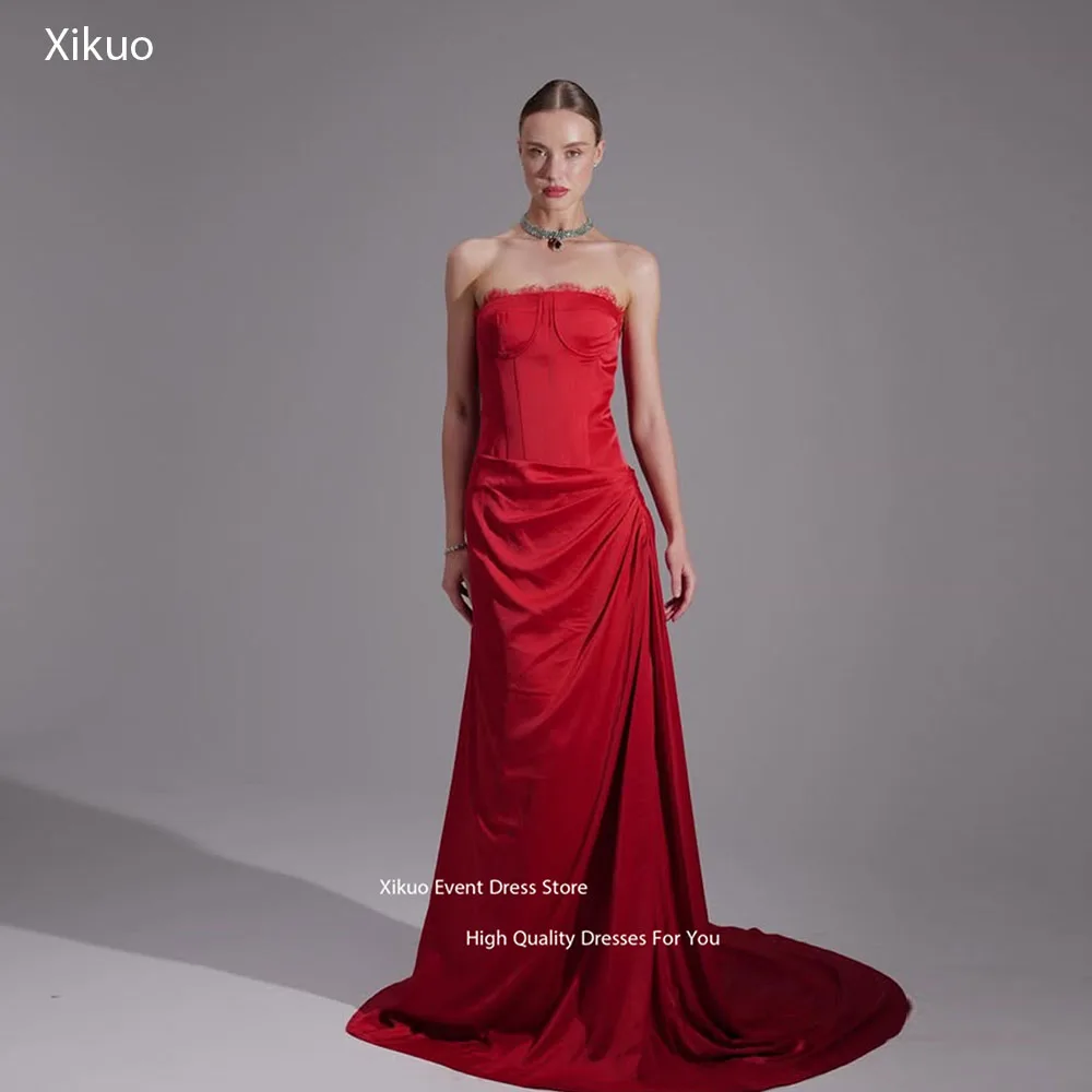 Xikuo Red Graceful Evening Dresses Lace Appliques Maxi Length 2025 Robe Cocktail Femmes Pleated Strapless Prom Dress Customized
Xikuo Red Graceful Evening Dresses Lace Appliques Maxi Length 2025 Robe Cocktail Femmes Pleated Strapless Prom Dress Customized