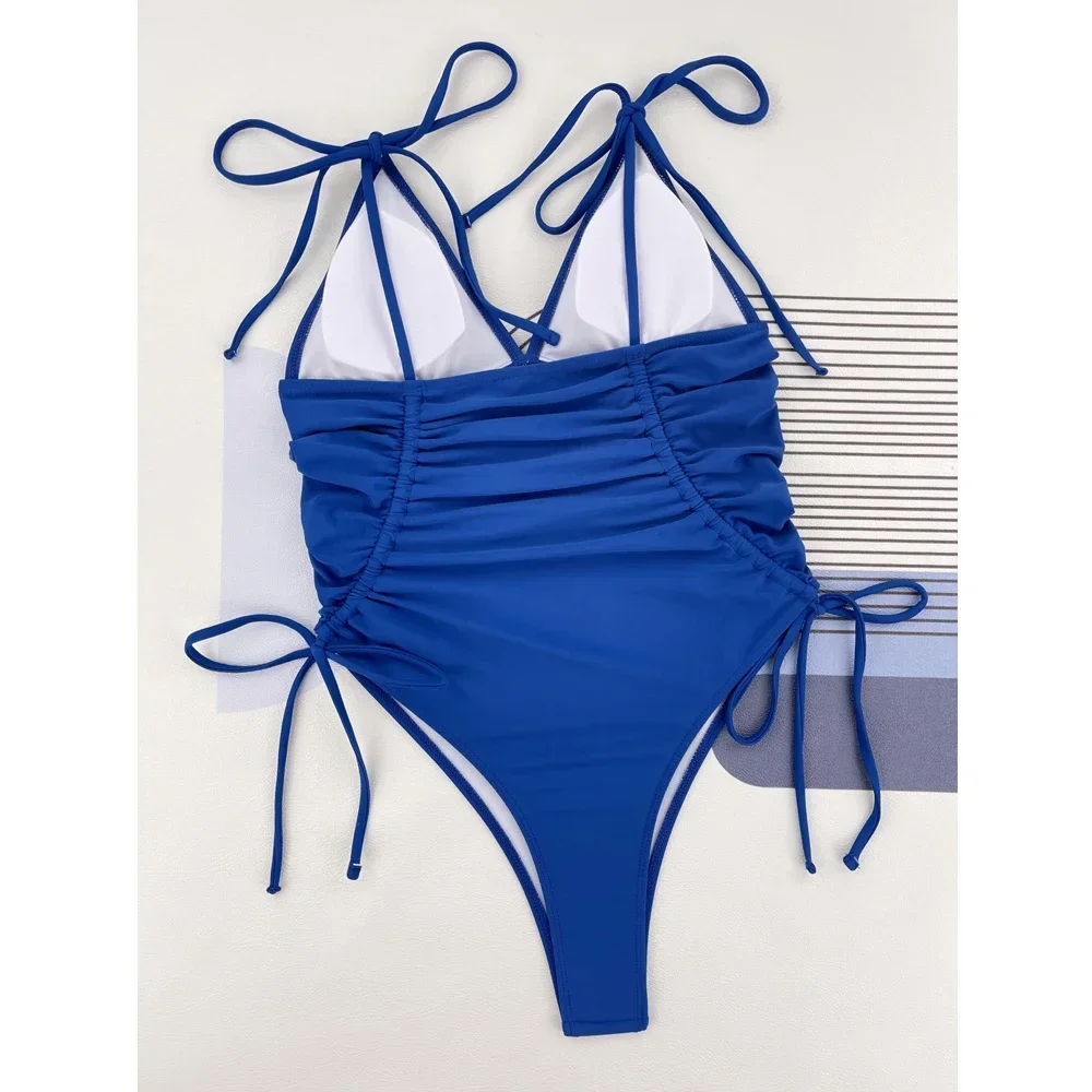 2025 One Piece Swimwear Women Blue Drawstring Pleated Bikini Sexy V-neck Suspender Lace-up Backless Monokini Summer Beachwear
2025 One Piece Swimwear Women Blue Drawstring Pleated Bikini Sexy V-neck Suspender Lace-up Backless Monokini Summer Beachwear