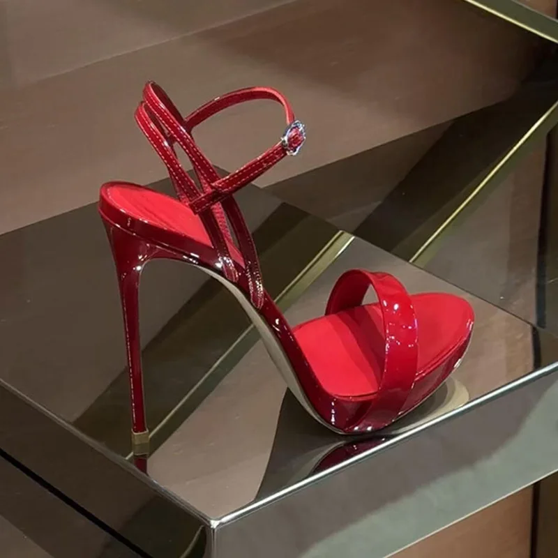 2026 Summer Red Patent Leather Open Toe Platform Sandals for Women Thin Heel Ankle Strap Buckle Wedding Guest Party Heels
2026 Summer Red Patent Leather Open Toe Platform Sandals for Women Thin Heel Ankle Strap Buckle Wedding Guest Party Heels