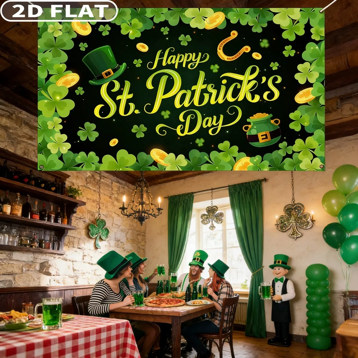 2D FLAT 1pc St. Patrick’s Day banner, 43.3x70.87 Inch Polyester Clover Backdrop Irish Shamrock Leaves Party Supplies
2D FLAT 1pc St. Patrick’s Day banner, 43.3x70.87 Inch Polyester Clover Backdrop Irish Shamrock Leaves Party Supplies