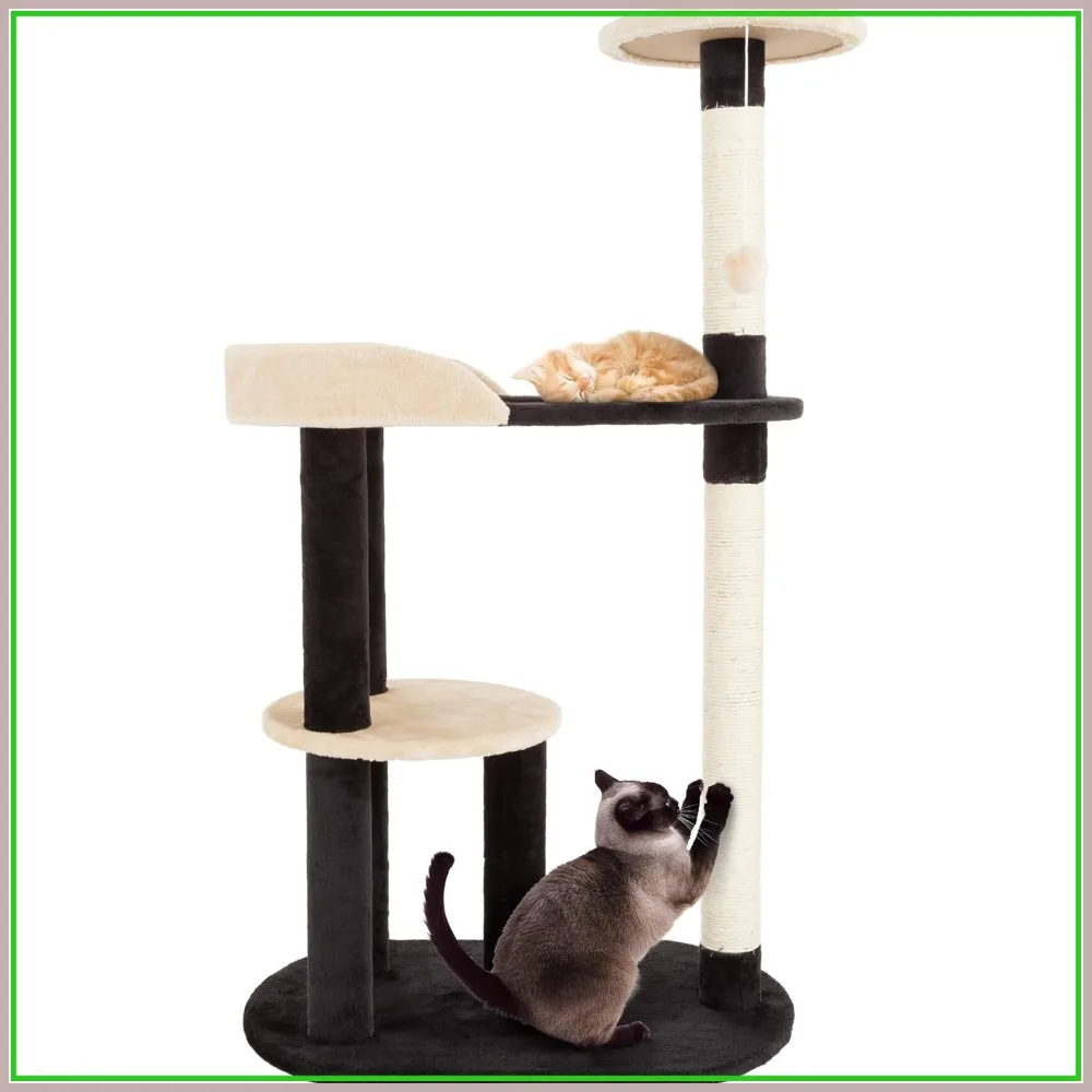 3-Tier Cat Tower with 2 Perches, Scratching Posts, Peek Hole & Hanging Toy for Indoor Cats, 45.25 in, Black
3-Tier Cat Tower with 2 Perches, Scratching Posts, Peek Hole & Hanging Toy for Indoor Cats, 45.25 in, Black