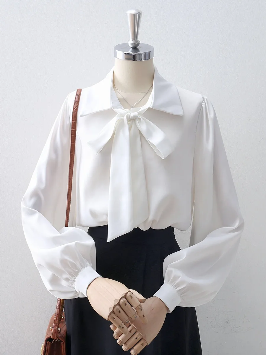 White Knot Shirt Lantern Sleeve Chiffon Commute Workwear Loose Fit Long Sleeve Collar Button down Office Top
White Knot Shirt Lantern Sleeve Chiffon Commute Workwear Loose Fit Long Sleeve Collar Button down Office Top